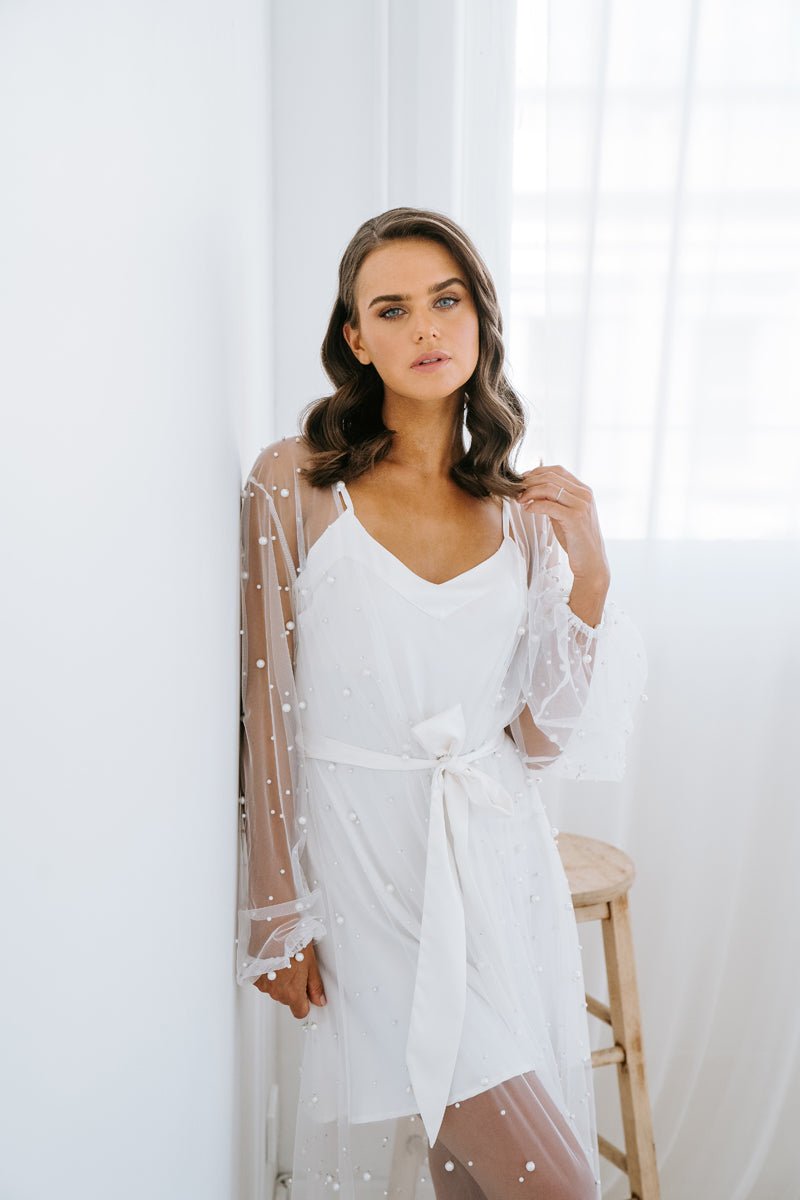 Pearl Maxi Robe | Miss Poppy Design Pearl Bridal Robe