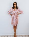 Blush Pink Bridesmaid Robe | Lace Robe | Satin Robe | Bridal Party Robe