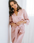 Blush Pink Bridesmaid Robe | Lace Robe | Satin Robe | Bridal Party Robe