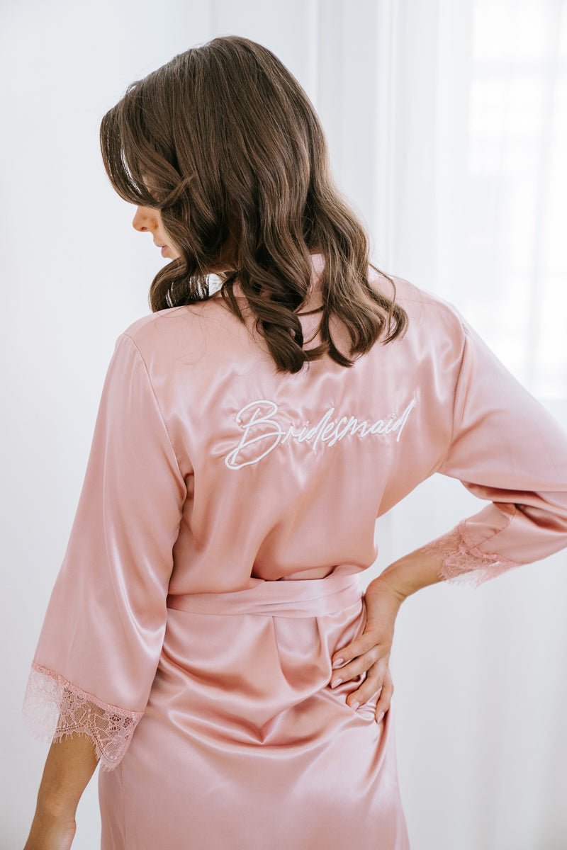 Blush Pink Bridesmaid Robe | Lace Robe | Satin Robe | Bridal Party Robe