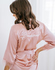 Blush Pink Bridesmaid Robe | Lace Robe | Satin Robe | Bridal Party Robe
