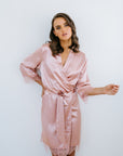 Blush Pink Bridesmaid Robe | Lace Robe | Satin Robe | Bridal Party Robe