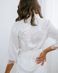 Kailey Lace Trim Bridal Robe- White