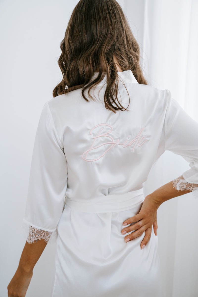 White Bridal Robe | White Lace Robe | Wedding Day Robe for the Bride
