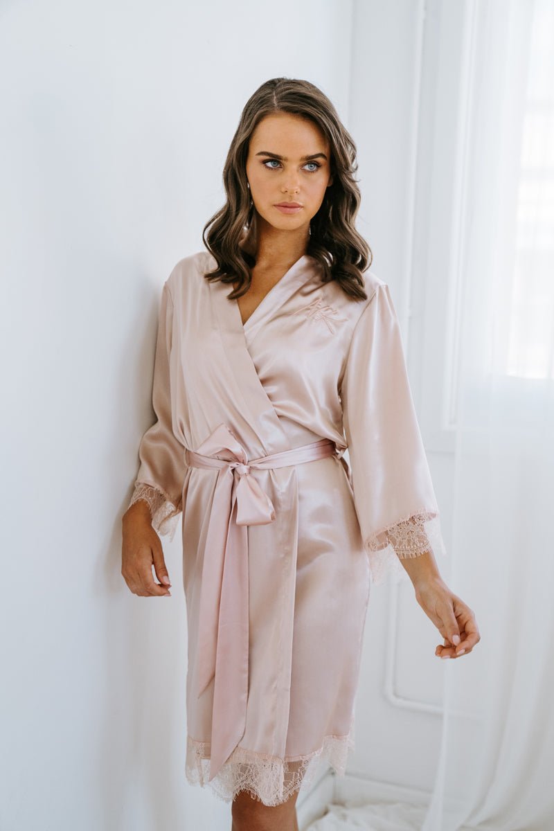 Lace Bridesmaid Robe | Blush Pink Robe | Satin Robe | Personalised Robe