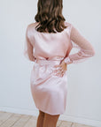 Paige Lace Sleeve Bridal Robe- Pink Dusk