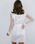 Paige Lace Sleeve Bridal Robe- White