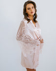 Bridesmaid Lace Robe | Blush Satin Robe | Lace Robe | Personalised Robe