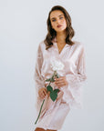 Bridesmaid Lace Robe | Blush Satin Robe | Lace Robe | Personalised Robe