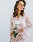 Bridesmaid Lace Robe | Blush Satin Robe | Lace Robe | Personalised Robe