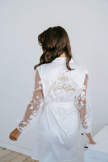 Floral Personalised Bridal Robe | Bridal Robes | Getting Ready Robe