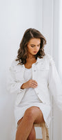 Personalised White denim and pearl jacket