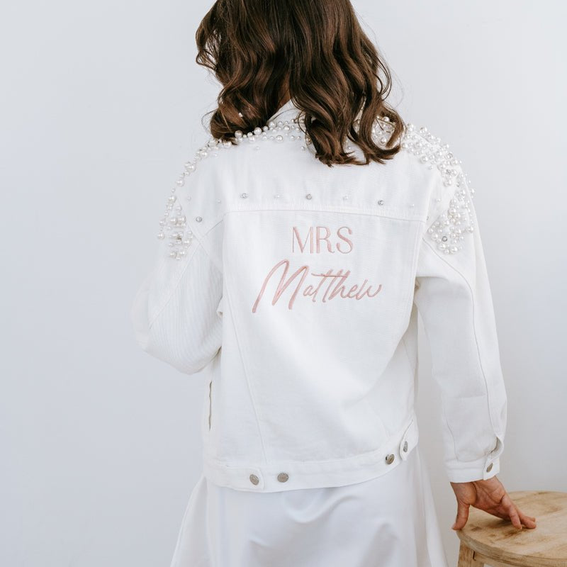 Personalilsed White Denim Jacket
