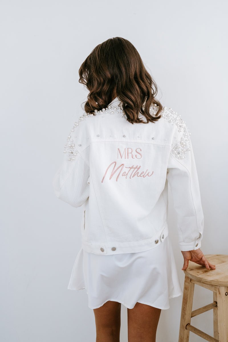 Personalilsed White Denim Jacket
