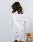 Customised Pearl Denim Jacket White