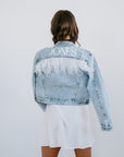 Feather Trim Personalised Denim Jacket