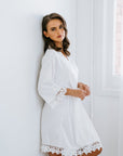 White Bride Robe | Lace Bride Robe | Wedding Day Robe | Satin Robe