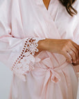 Pink Satin Robe | Bridesmaid Robe | Lace Robe | Personalised Blush Robe