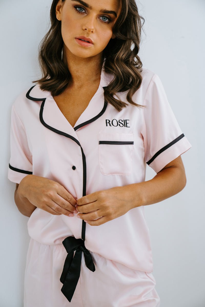 Bella Satin PJ Set- Blush