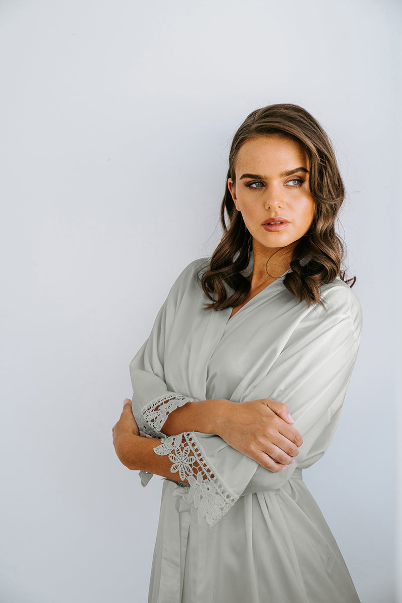 Lilah Lace Trim Robe Sage Green