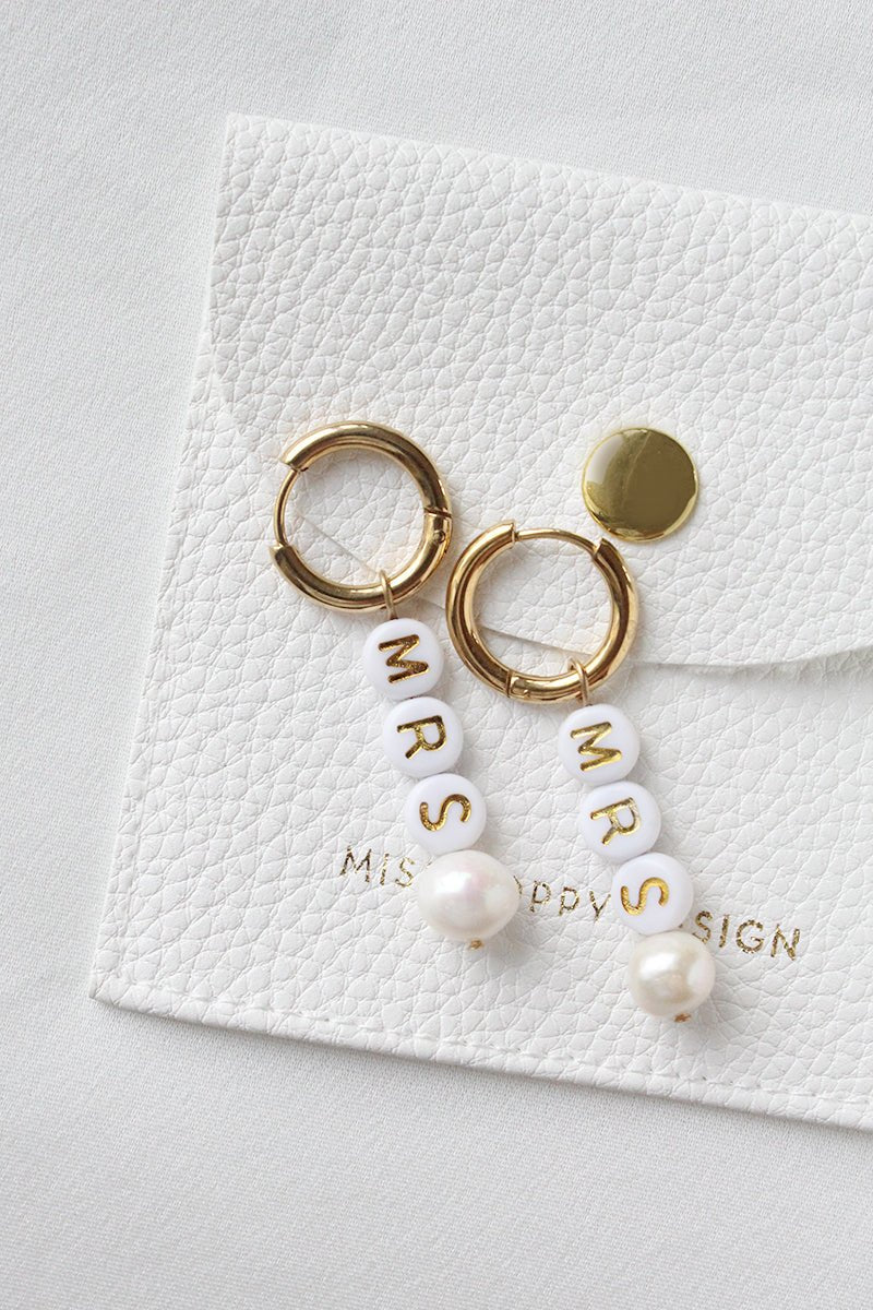 MRS Letters & Pearls Earrings