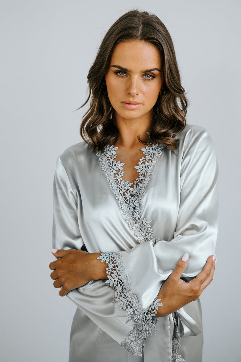 White Bridal Robe | Satin Bridesmaid Robes | Miss Poppy Design