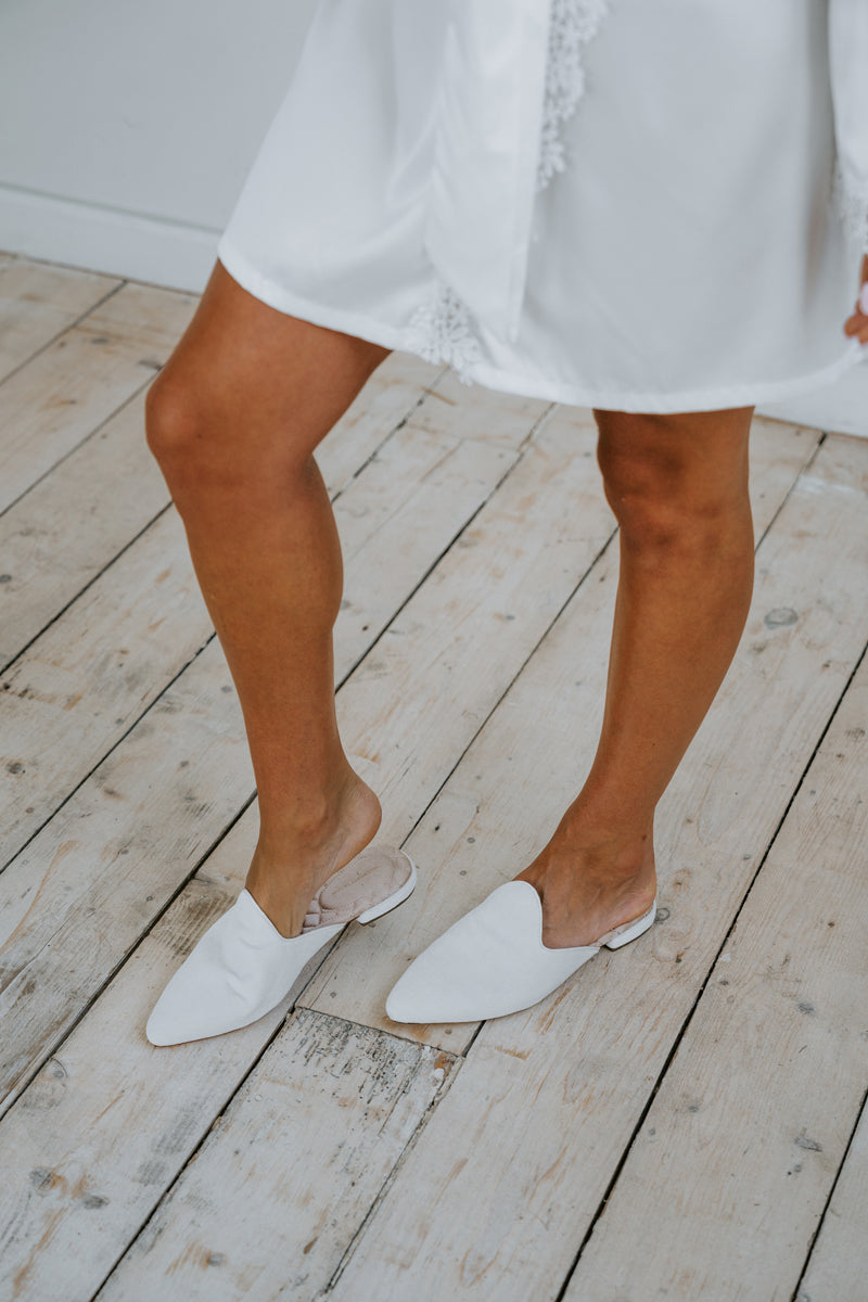 White sales bridal slippers