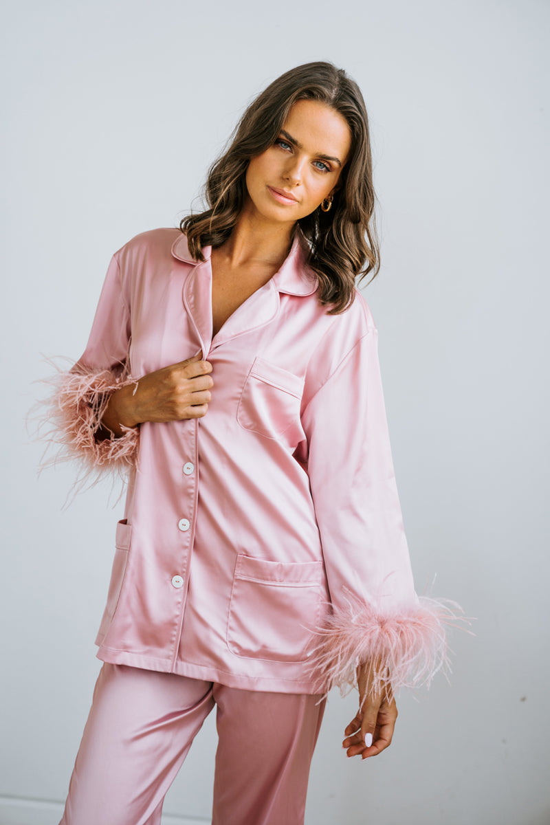 Feather Trim Pyjama Set