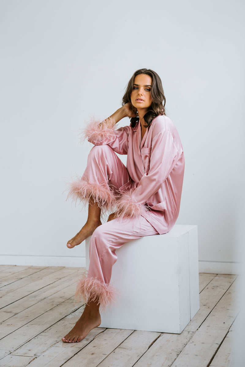 Feather Trim Pyjama Set