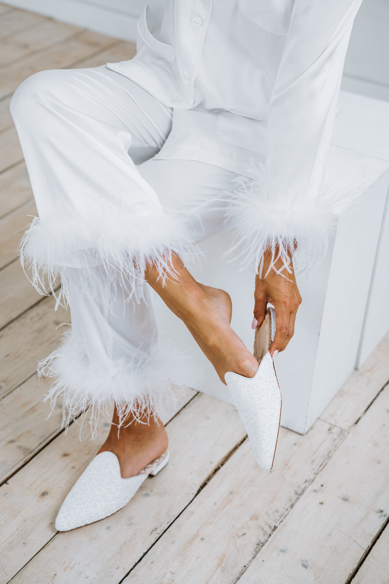 Feather Trim Pyjamas | Feather Bridal PJs | Feather Pyjamas Australia