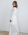 Adeline Lace Trim Bridal Robe