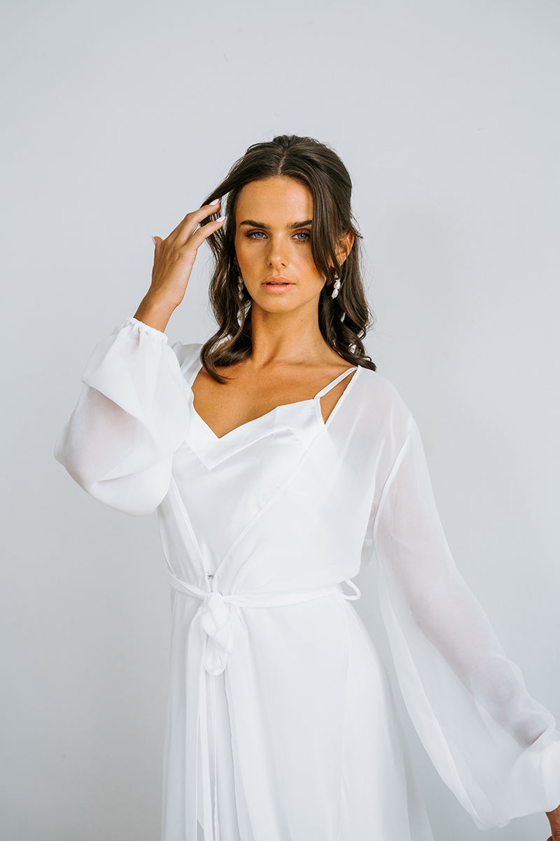 Bridal Robe | Getting Ready Robe | Long White Robe