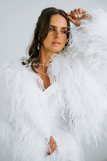 Feather Jacket | White Fur Bridal Jackets | Jackets for the Bride