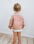 Personalised Kids Pearl Jacket - Dusty Rose Denim