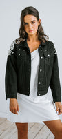 Black Pearl Denim Jacket | Bridal Jacket | Bridal Denim Jacket
