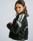 Black Pearl Denim Jacket | Bridal Jacket | Bridal Denim Jacket