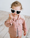 Personalised Kids Pearl Jacket - Dusty Rose Denim