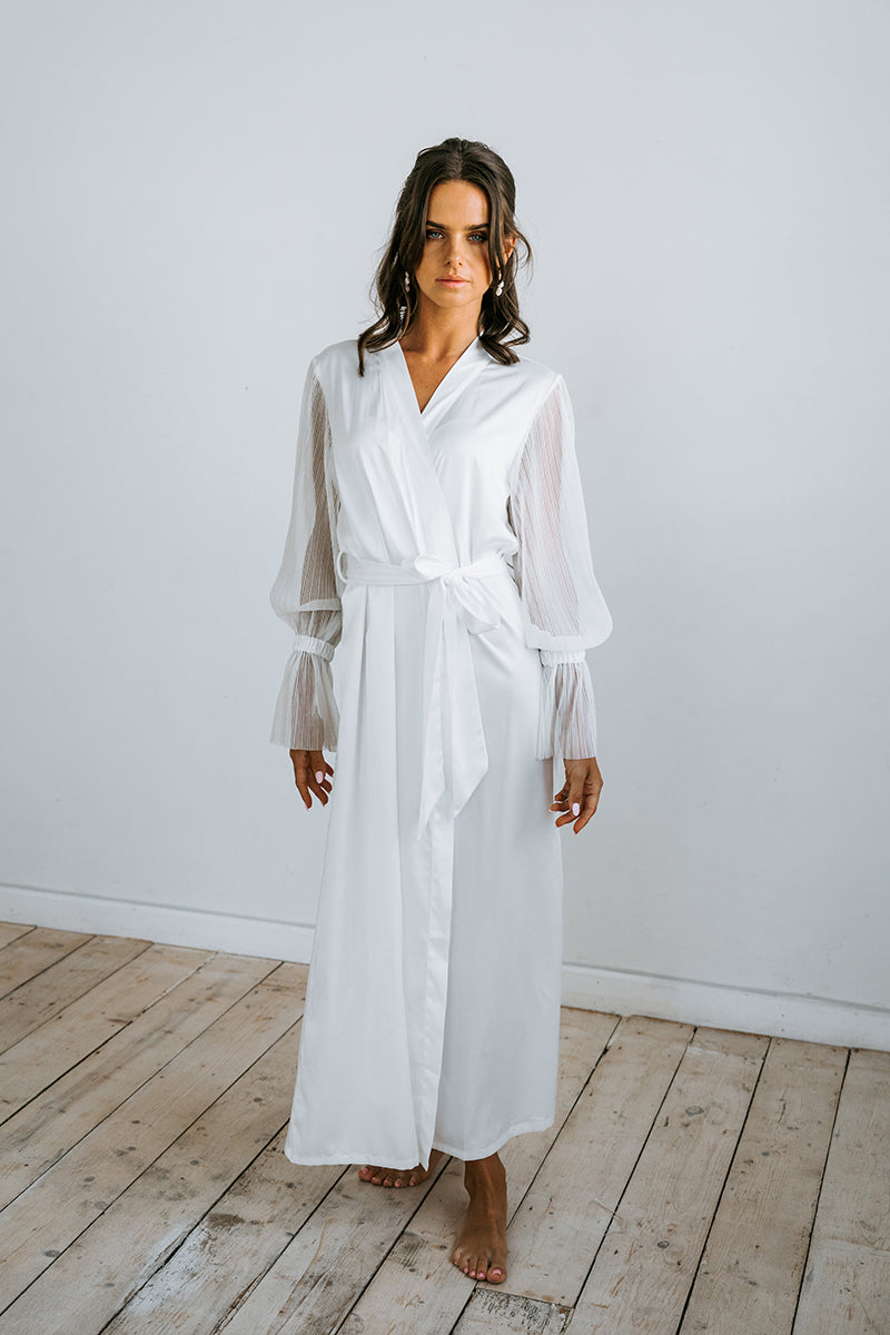 Pleated Sleeve Robe | Bridal Robe | Bridal Robes Australia