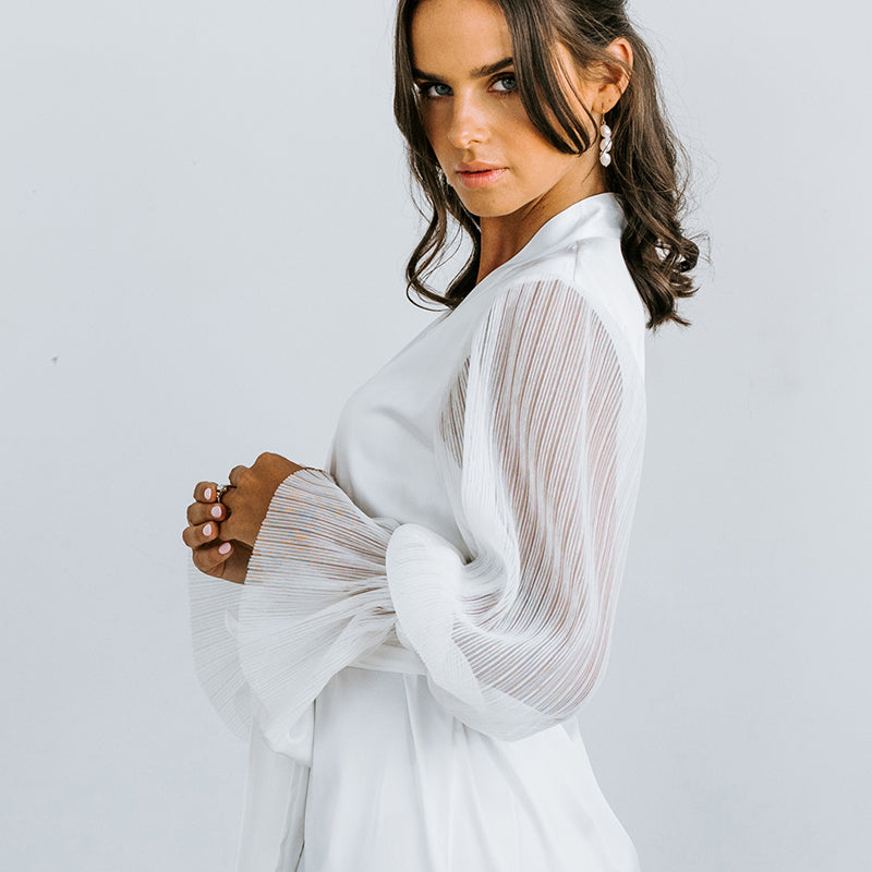 Pleated Sleeve Robe | Bridal Robe | Bridal Robes Australia