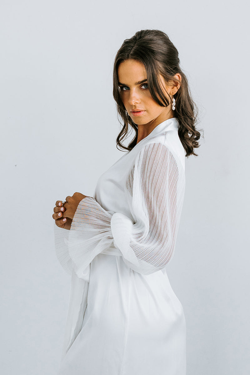 Pleated Sleeve Robe | Bridal Robe | Bridal Robes Australia