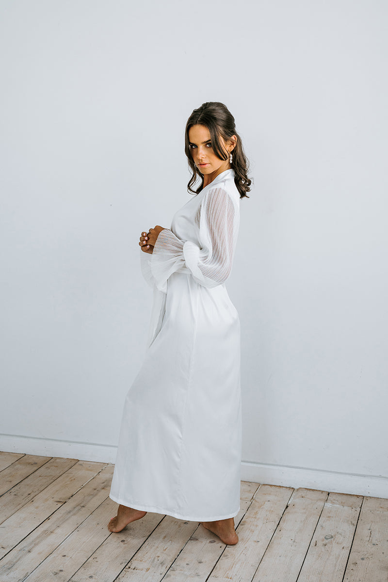 Pleated Sleeve Robe | Bridal Robe | Bridal Robes Australia