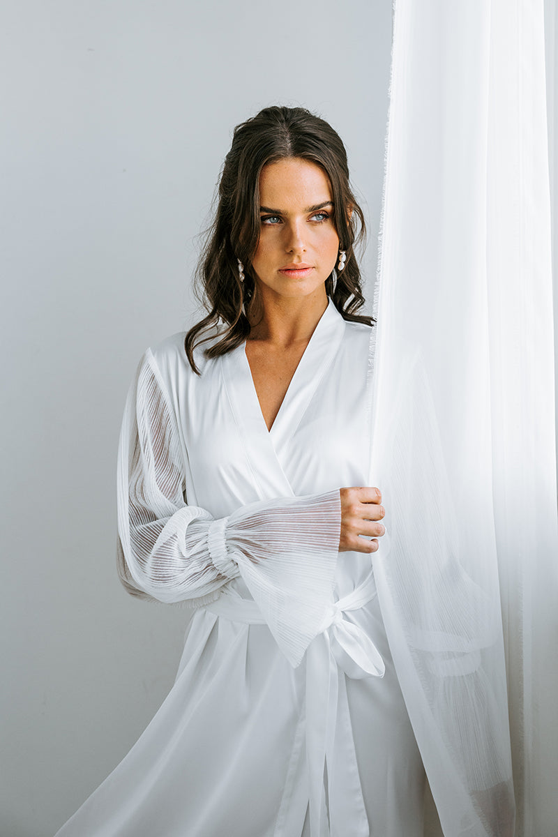 Pleated Sleeve Robe | Bridal Robe | Bridal Robes Australia