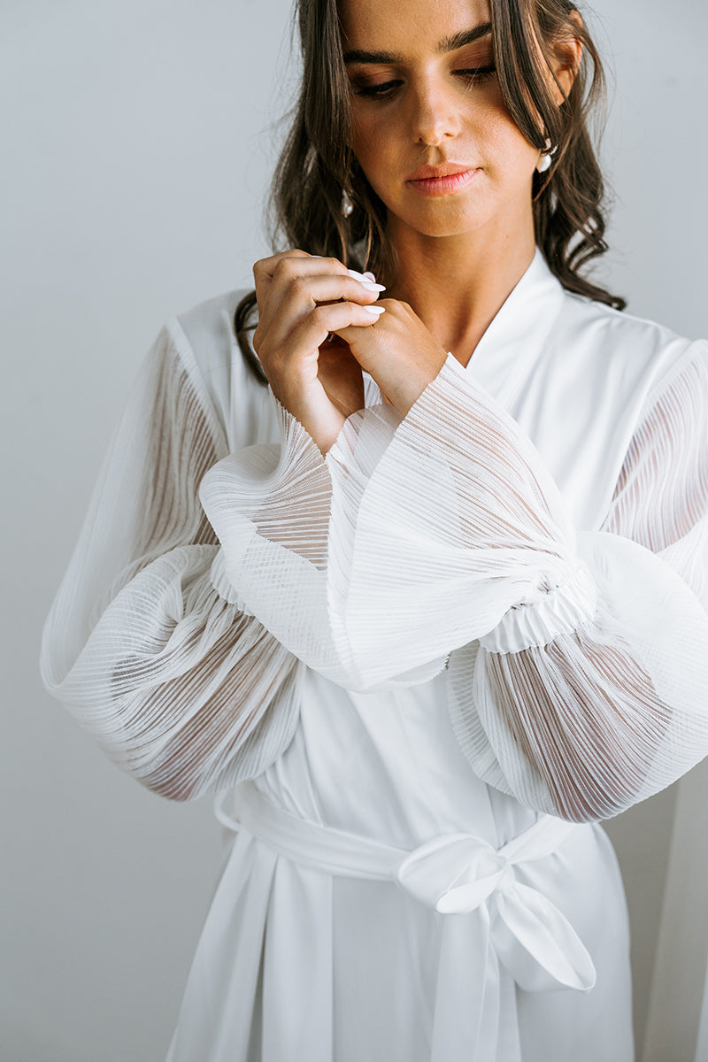 Pleated Sleeve Robe | Bridal Robe | Bridal Robes Australia