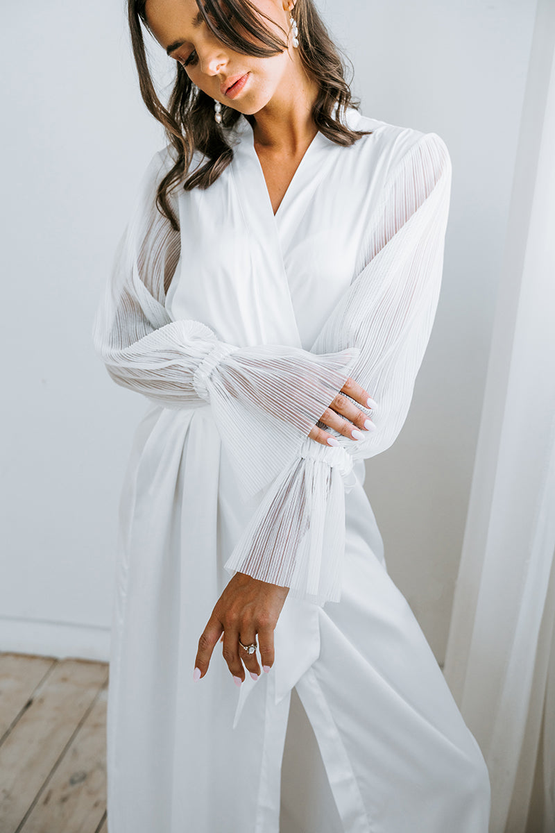 Pleated Sleeve Robe | Bridal Robe | Bridal Robes Australia