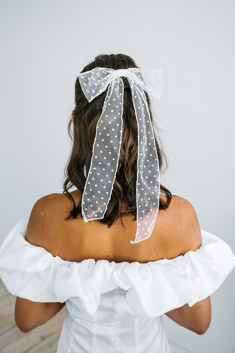 Polka Dot Bridal Bow | Wedding Bow | Bridal Hair Bow