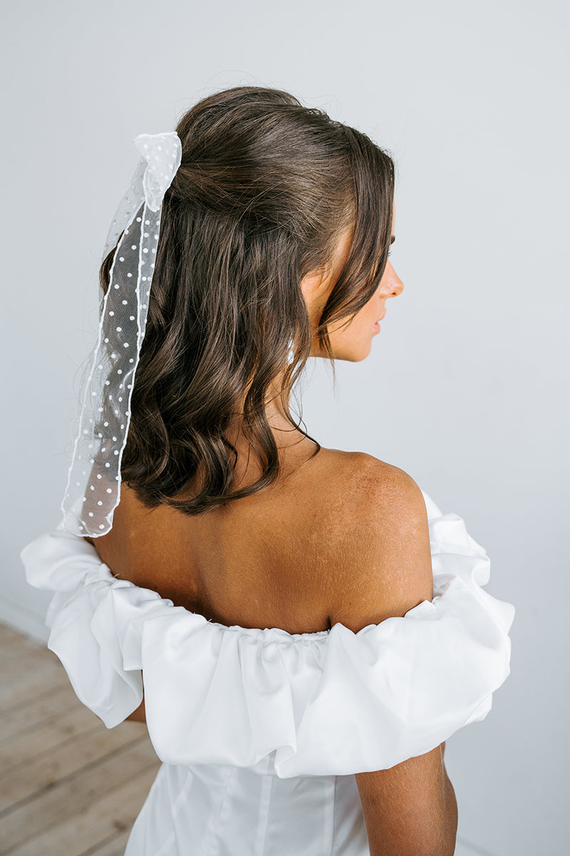 Polka Dot Bridal Bow | Wedding Bow | Bridal Hair Bow