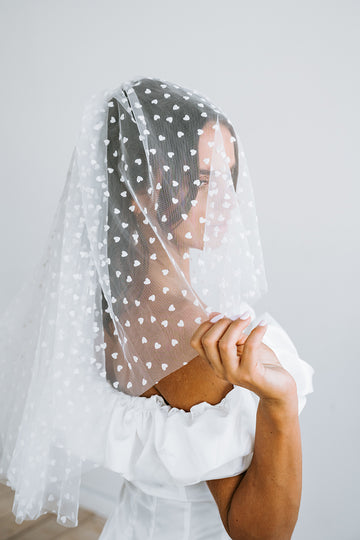 White Hearts Midi Veil
