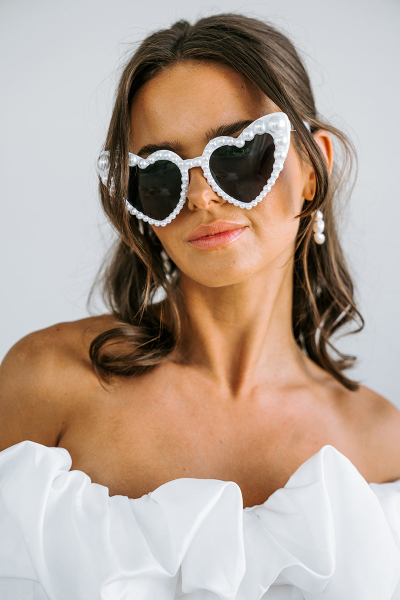 Pearl Heart Sunglasses | Heart Sunglasses | Bride Sunglasses