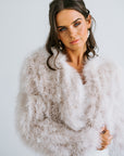 Mae Feather Jacket Dusty Blush