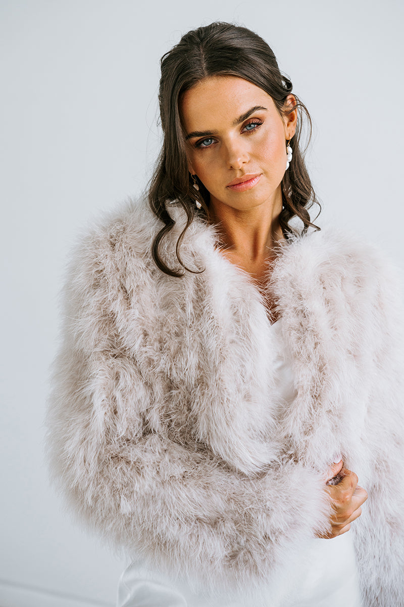 Mae Feather Jacket Dusty Blush